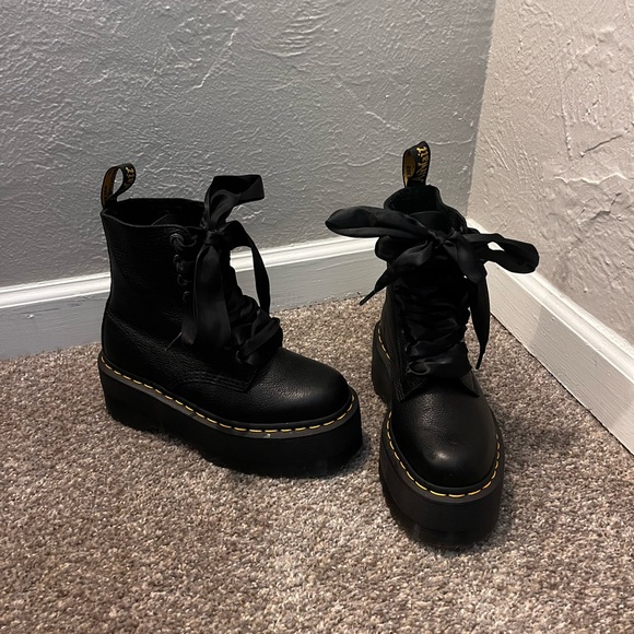 Dr. Seuss Black Lace-Up Combat Boots - Picture 2 of 6
